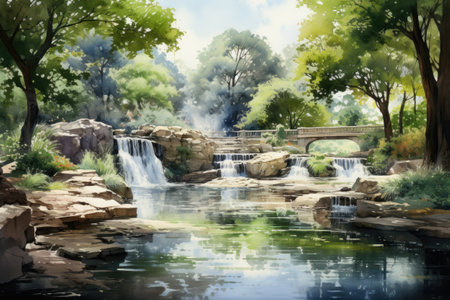 Waterfall in the forest.の素材