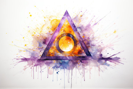 Abstract watercolor background with triangle.の素材