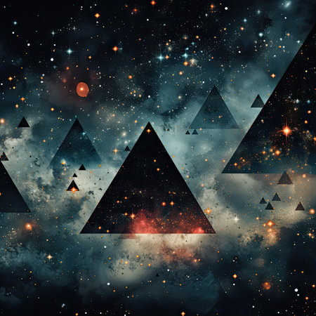 Abstract background with triangles and nebula.の素材