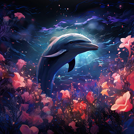 Dolphin in the sea. Beautiful underwater landscape.の素材
