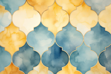 Arabic pattern in watercolor style. Ramadan Kareem background.の素材