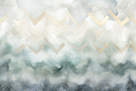 Abstract watercolor background with gold and blue elements.の素材