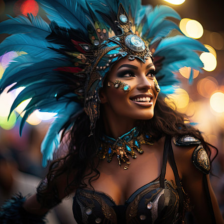 Portrait of a beautiful woman in a carnival costumeの素材