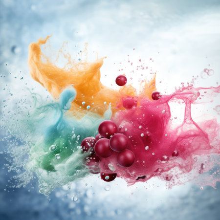 Colorful ink splashes in water as abstract background.の素材