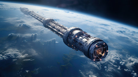 Spaceship in space.の素材