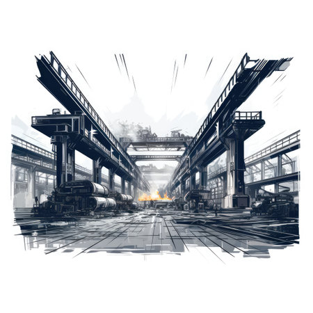 Sketch of a bridge in the cityの素材