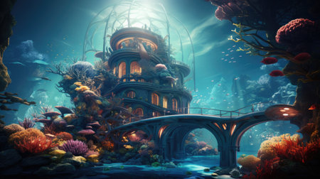 Underwater world. Futuristic underwater world.の素材