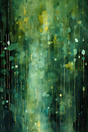 abstract green watercolor background with spots and splashes of paintの素材