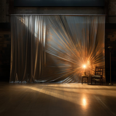 Empty room with curtains and chairの素材