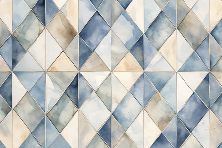 pattern of blue and beige ceramic mosaic tiles.の素材