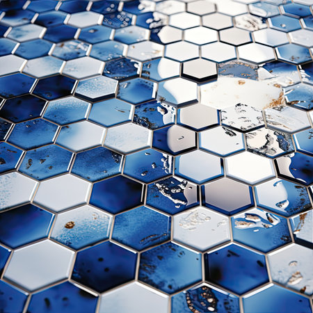 Abstract blue hexagon backgroundの素材