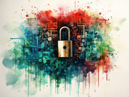 Lock on abstract colorful watercolor background.の素材
