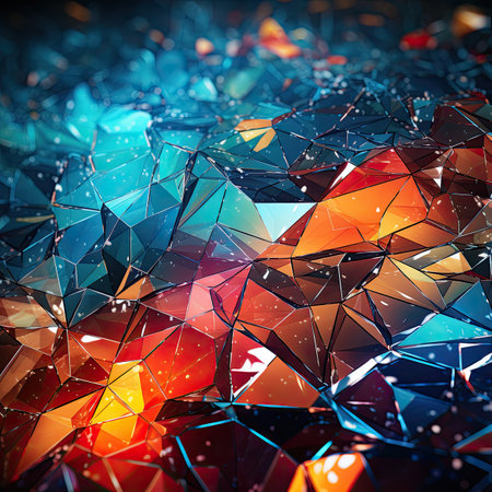 Abstract chaotic polygonal surface. Futuristic background.の素材