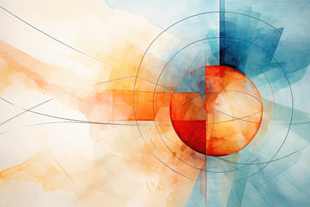 Abstract background with circles and lines.の素材