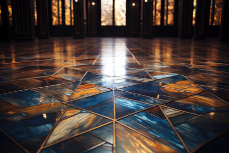 Ceramic tiles on the floor in the interior of the buildingの素材