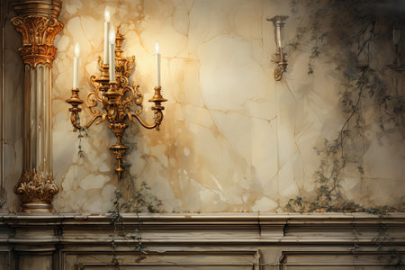 Luxury chandelier on the background of the wall.の素材