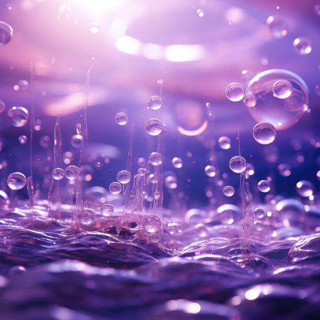 abstract water drops macro close up in purple and violet color tonesの素材