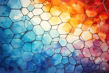 Abstract watercolor background with hexagons.の素材