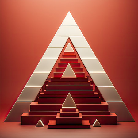 golden stairs on red backgroundの素材