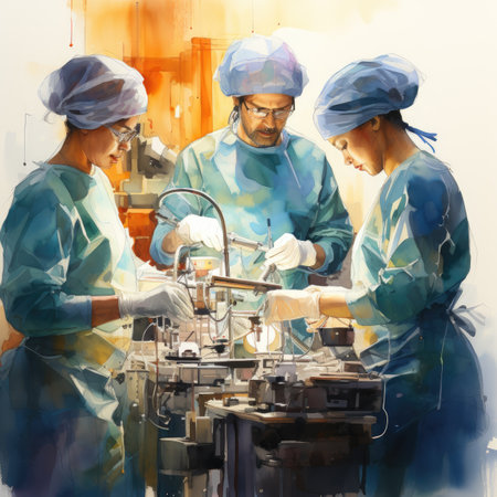 Team of surgeons at work in operating roomの素材