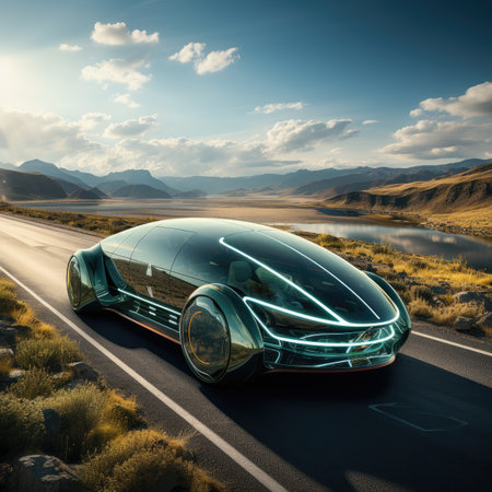 Futuristic sports car on the road.の素材