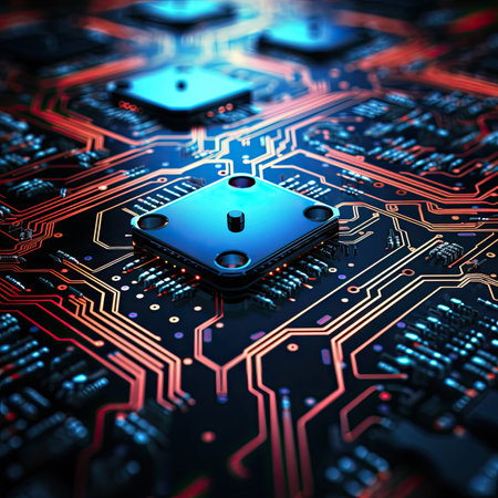 Circuit board close-up. Technology background.の素材