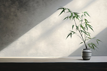 Bamboo in a vase on the table.の素材