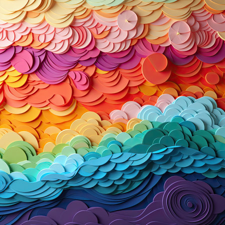 Colorful abstract background with paper cut shapes.の素材