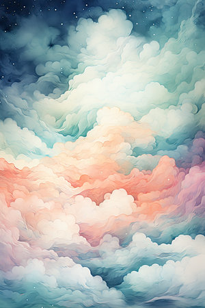 Abstract background with clouds and stars.の素材