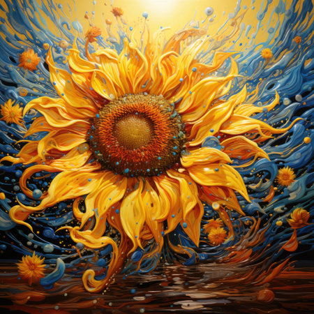 Sunflower in water.の素材