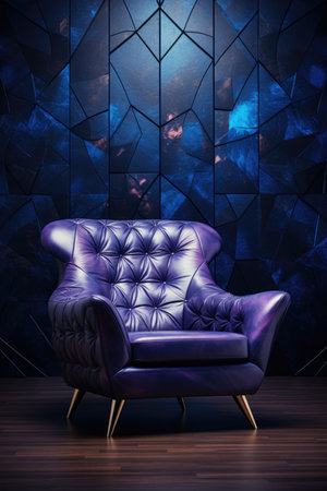 Luxury leather armchair in dark interior.の素材