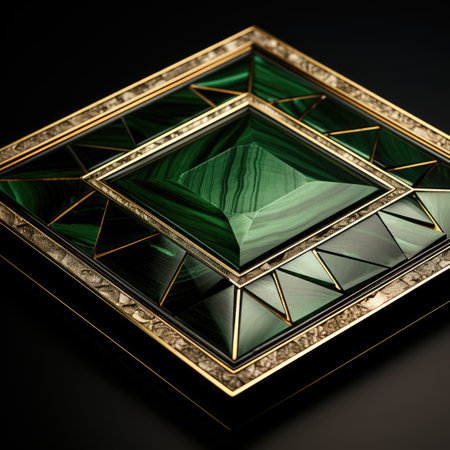 an emerald in a square box on a black backgroundの素材