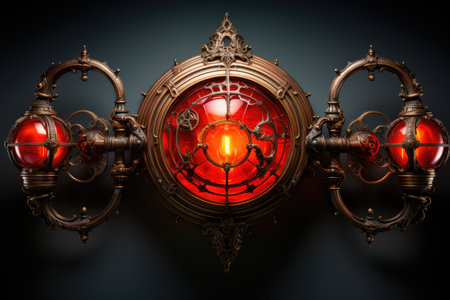 Vintage wall lamp on dark backgroundの素材