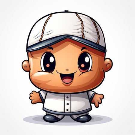Cute boy cartoon with baseball cap isolated on white background.の素材