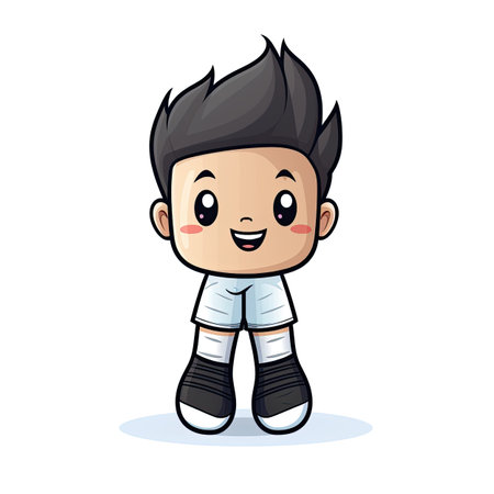 Cute little boy cartoon on a white background.の素材