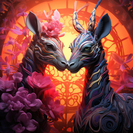 Zodiac sign Capricorn with flowers. Horoscope and astrology.の素材