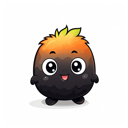 Vector cartoon character, cute kiwi fruit isolated on white background.の素材