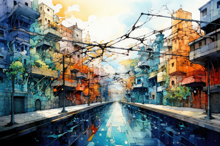 an urban street in cityの素材