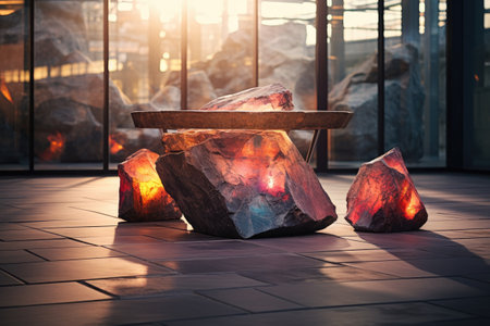 Fluorite stone in the interior of a modern building.の素材