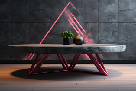 modern interior with wooden table and vase.の素材