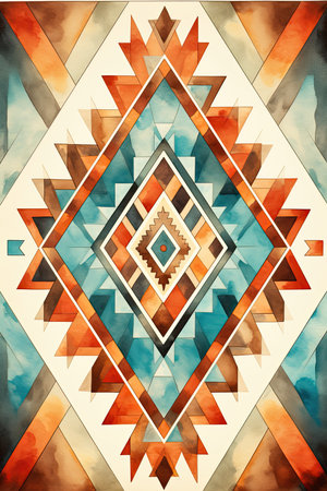Watercolor Geometric ethnic aztec ornament.の素材