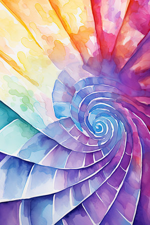 Abstract watercolor spiral background.の素材