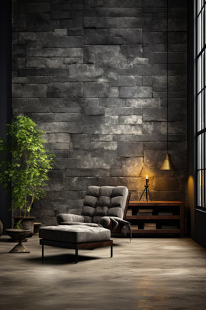 Luxury living room interior with brick wall.の素材