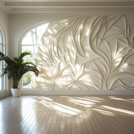 interior design with white pattern on the wall.の素材