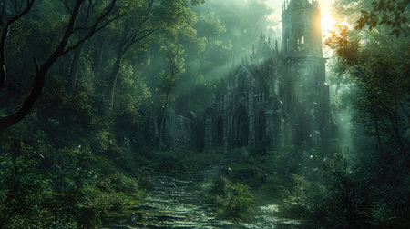 Mysterious gothic church in the forest.の素材