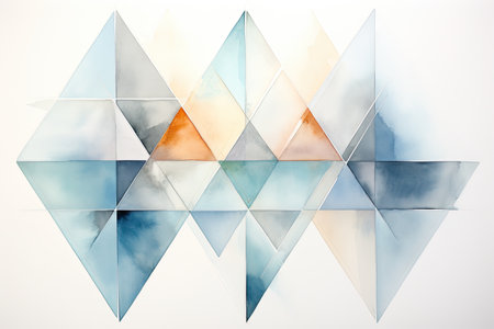 Abstract watercolor background with triangles.の素材