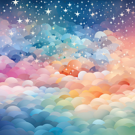 Abstract colorful background with clouds and stars.の素材
