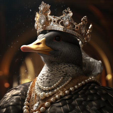 Portrait of a duck in a crown.の素材