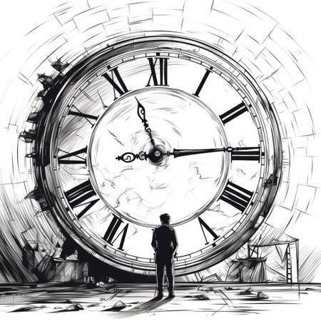 Man looking at the clock. Time is passing.の素材