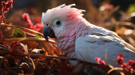 Cockatoo sitting on the ground in the parkの素材
